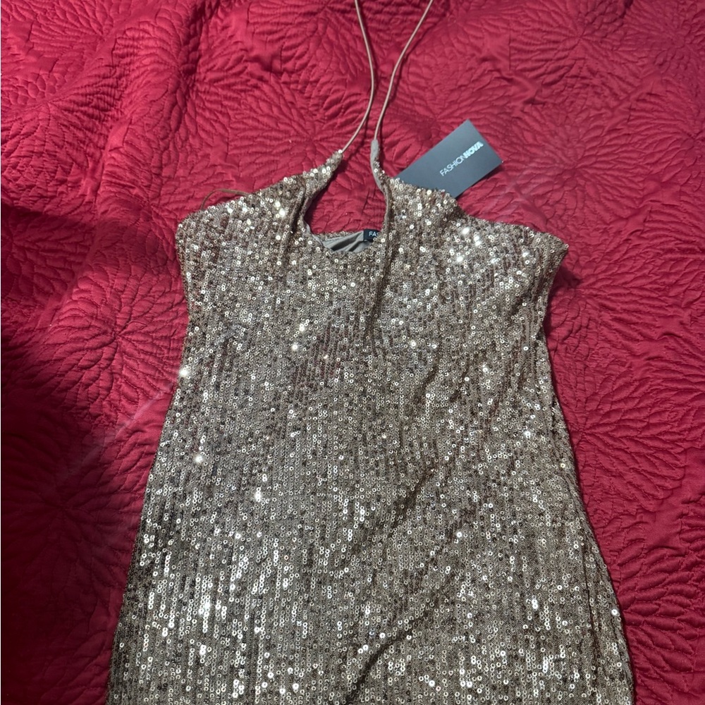 Sequin Halter Dress